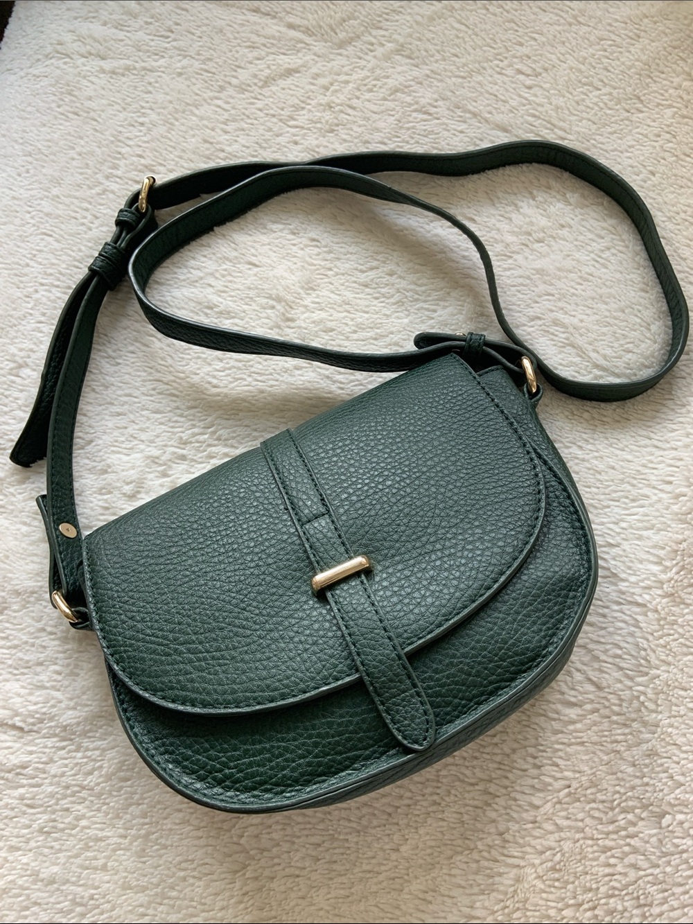 Dark Green Pebbled Crossbody Bag
